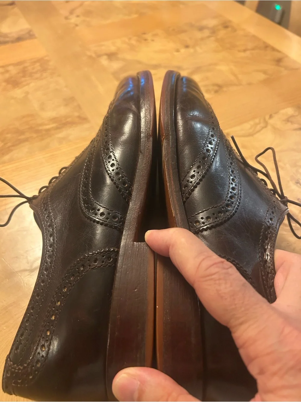 Men's Dark Brown Leather Brogue Derbys - Classic Dress Oxfords, J Shoes EUC